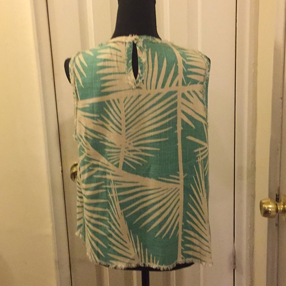 Anthropologie Mo: Vint Palm Leave Sleeveless Top - Picture 3 of 4